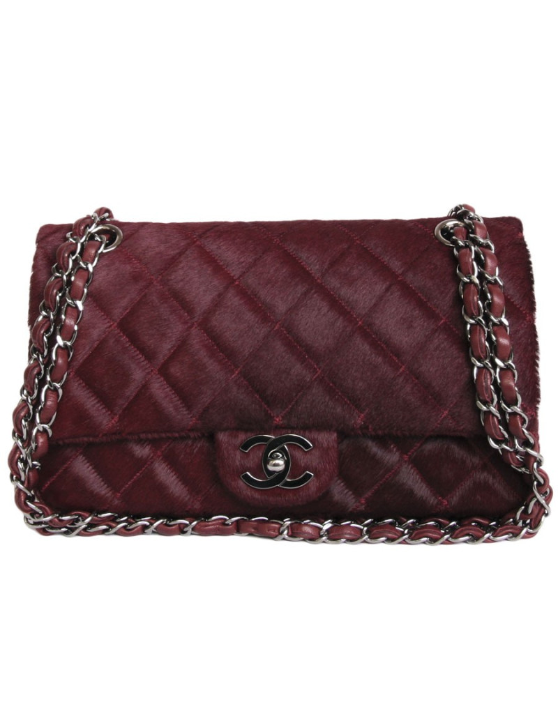 Sac timeless CHANEL en poulain bordeau