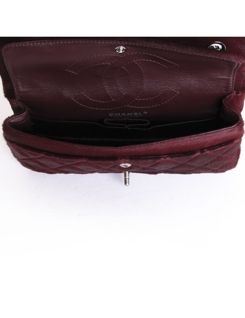 Sac timeless CHANEL en poulain bordeau