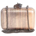 HOUSE OF HARLOW 1960 leather way snake golden orange and Brown pouch
