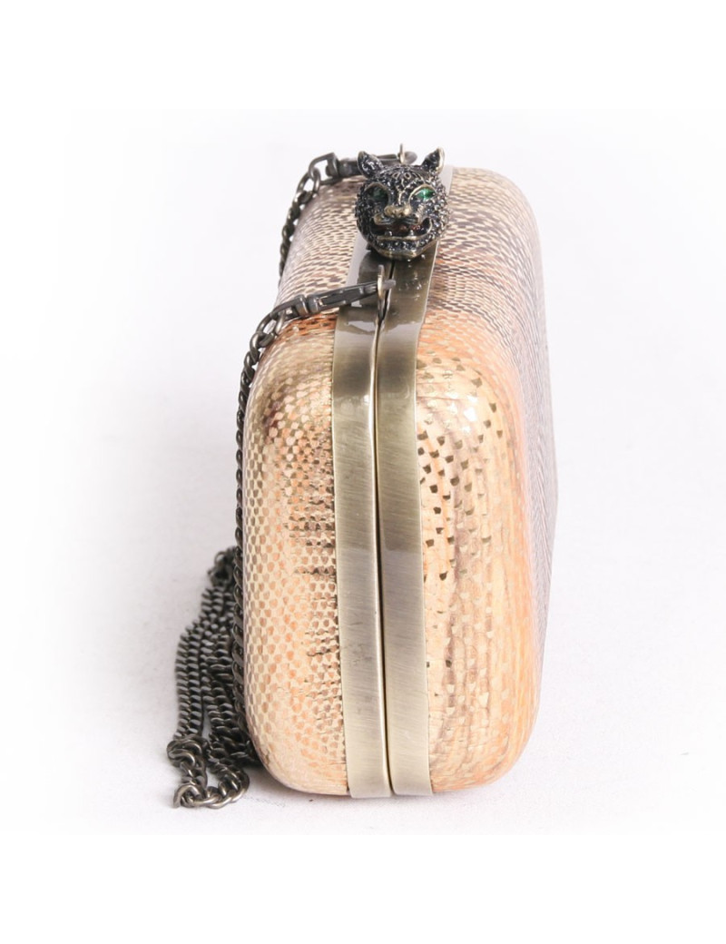 HOUSE OF HARLOW 1960 leather way snake golden orange and Brown pouch