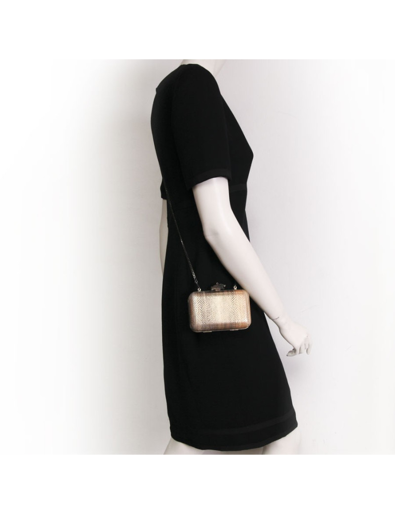 HOUSE OF HARLOW 1960 leather way snake golden orange and Brown pouch