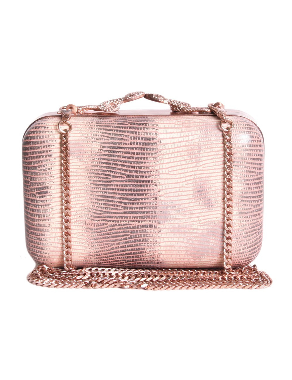 Pochette HOUSE OF HARLOX 1960 en reptile rose et gris