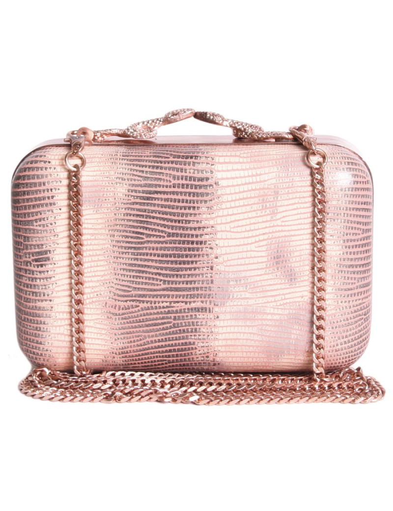 Pochette HOUSE OF HARLOW 1960 en reptile rose et gris