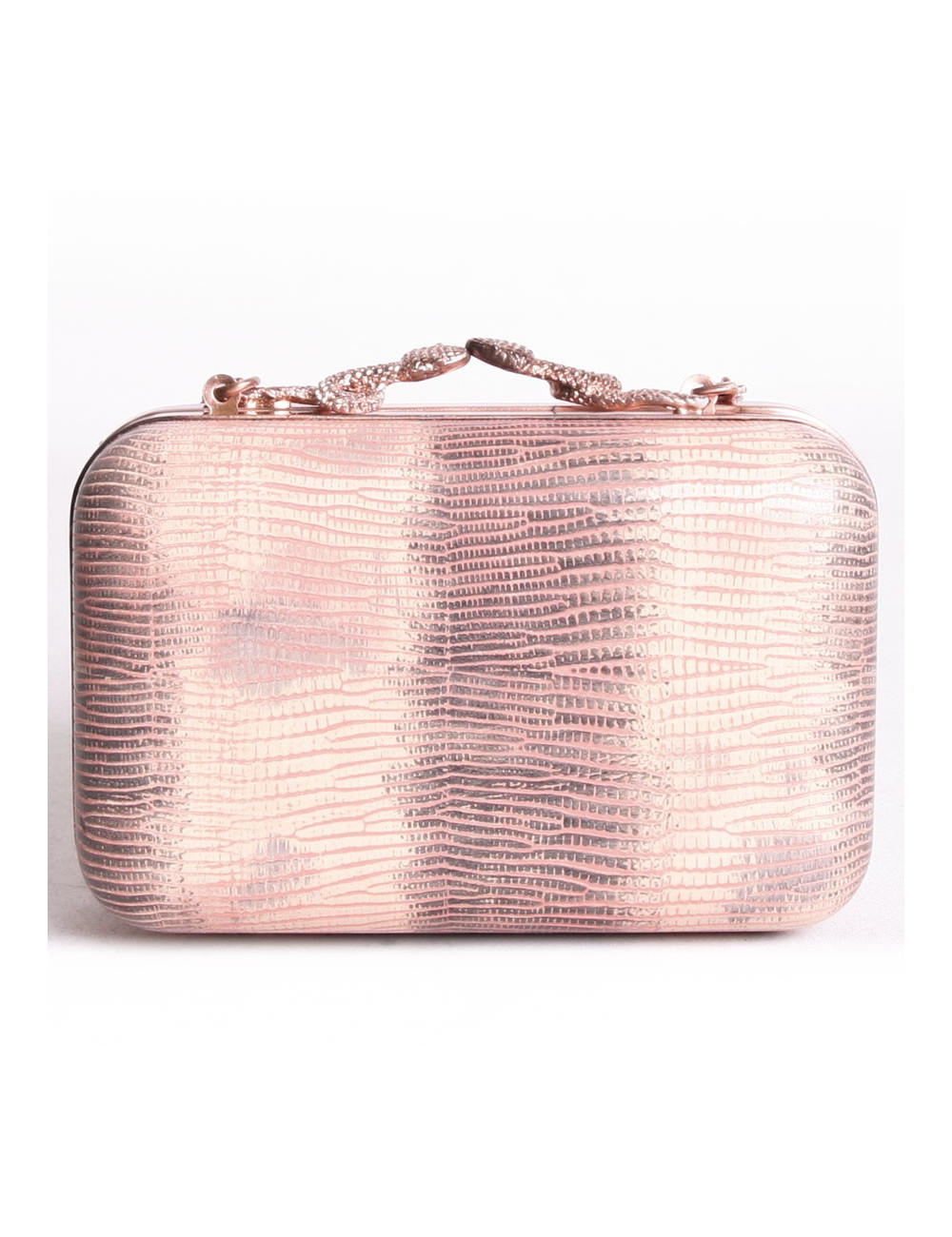 Pochette HOUSE OF HARLOX 1960 en reptile rose et gris