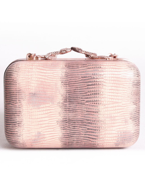 Pochette HOUSE OF HARLOX 1960 en reptile rose et gris