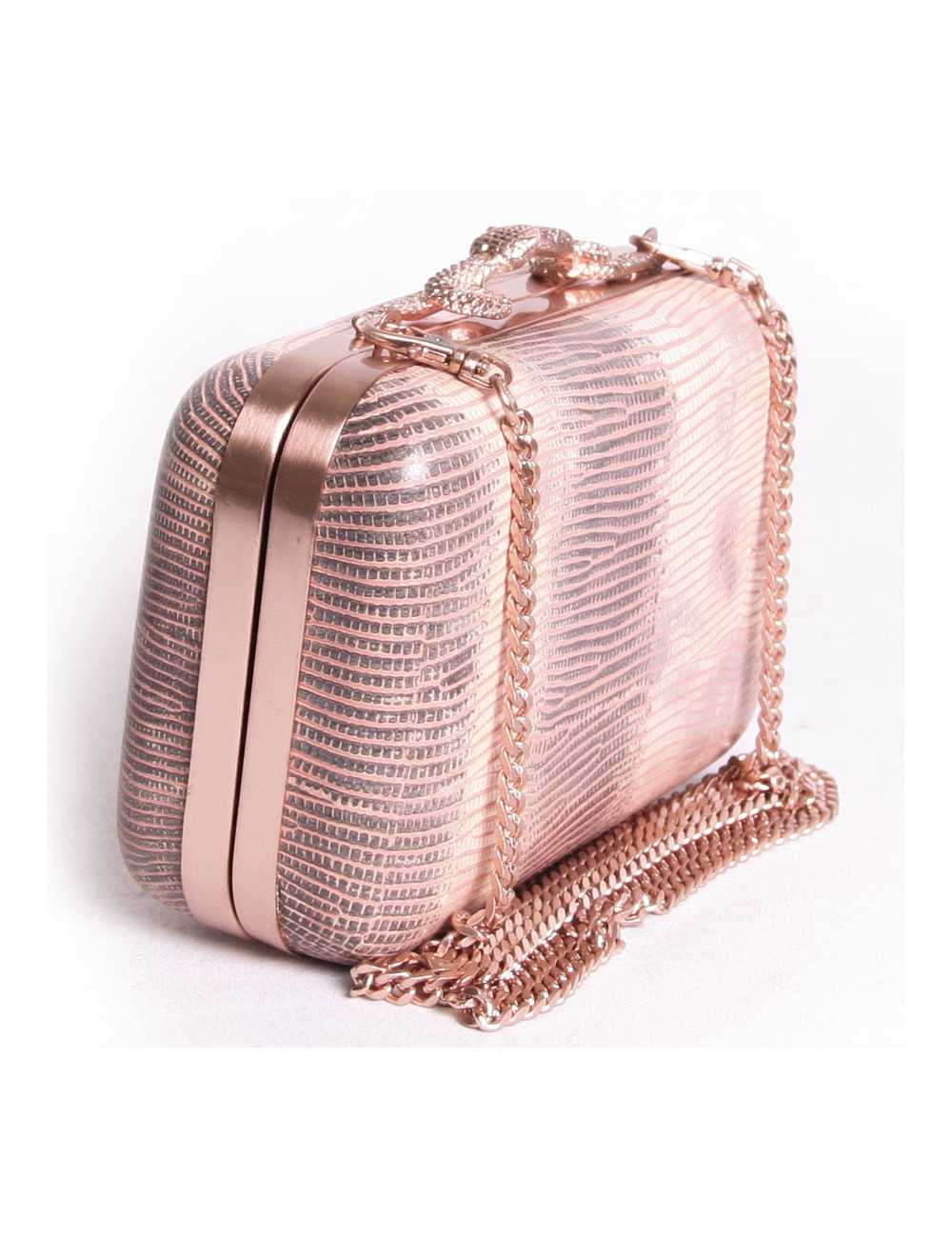 Pochette HOUSE OF HARLOX 1960 en reptile rose et gris