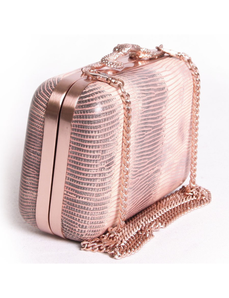 Pochette HOUSE OF HARLOW 1960 en reptile rose et gris