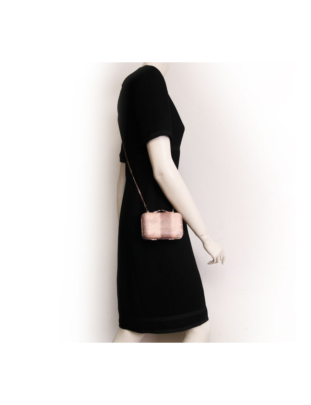 Pochette HOUSE OF HARLOX 1960 en reptile rose et gris