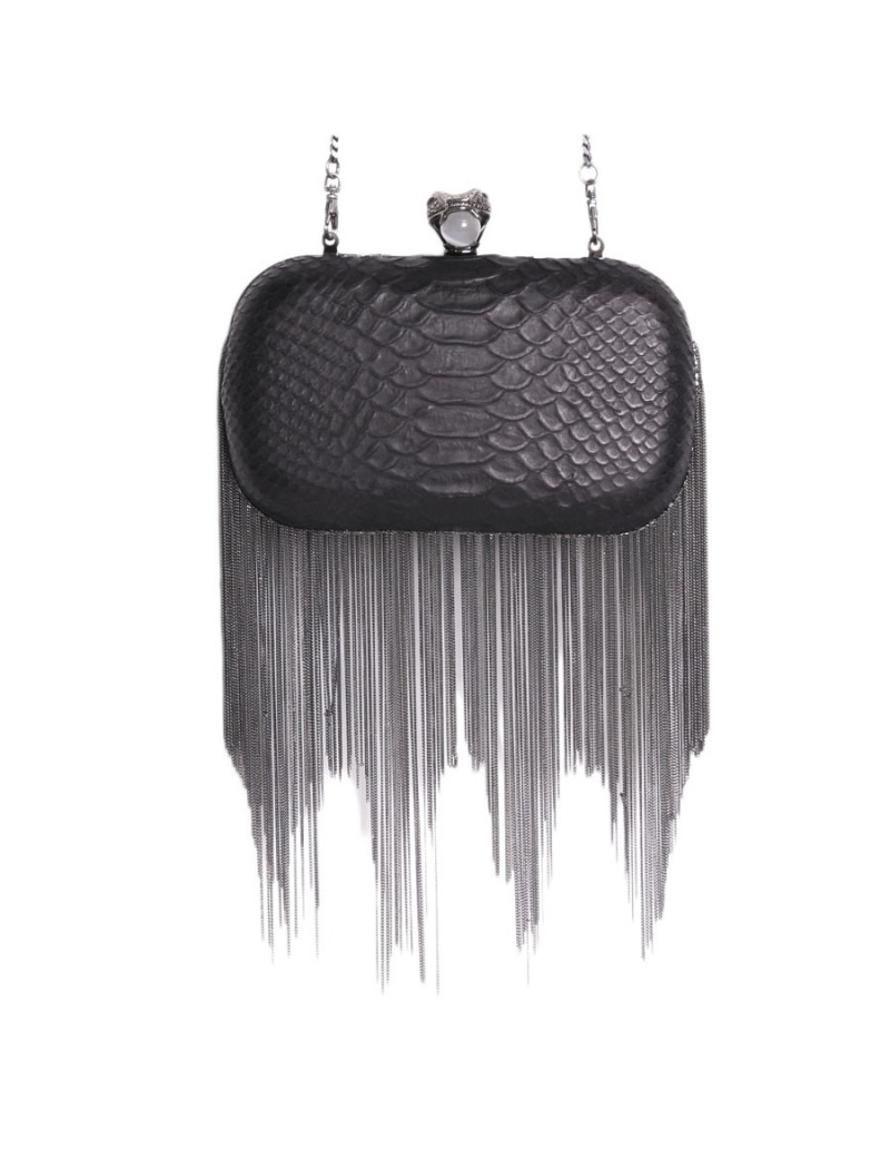 Pochette HOUSE OF HARLOW  1960 en python noir