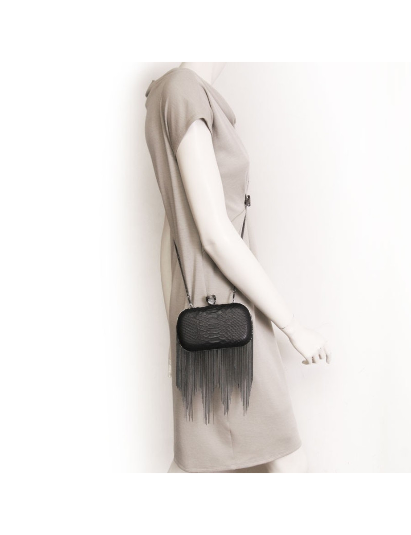 Pochette HOUSE OF HARLOW  1960 en python noir