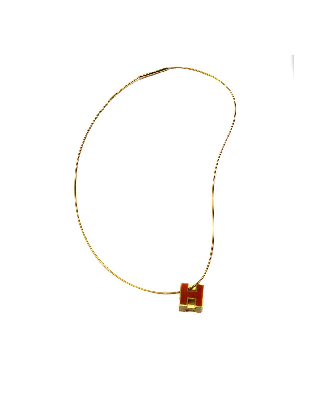 Pendentif HERMES "cage d'H" et son lien en émail.