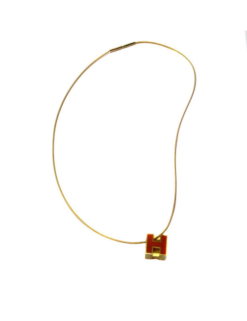 Pendentif HERMES "cage d'H" en émail et son lien 