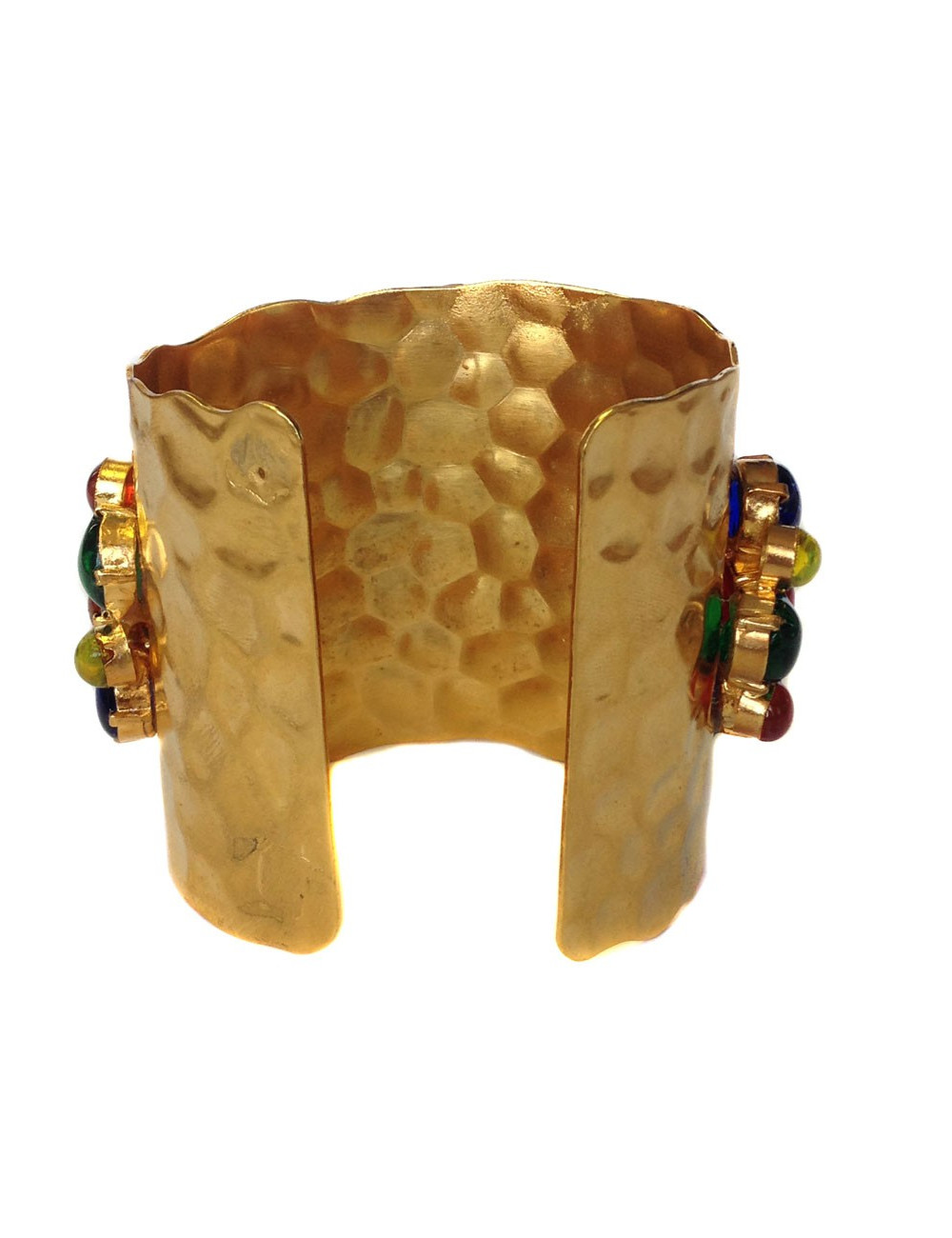 Manchette MARGUERITE DE VALOIS en métal doré et pâte de verre multicolore