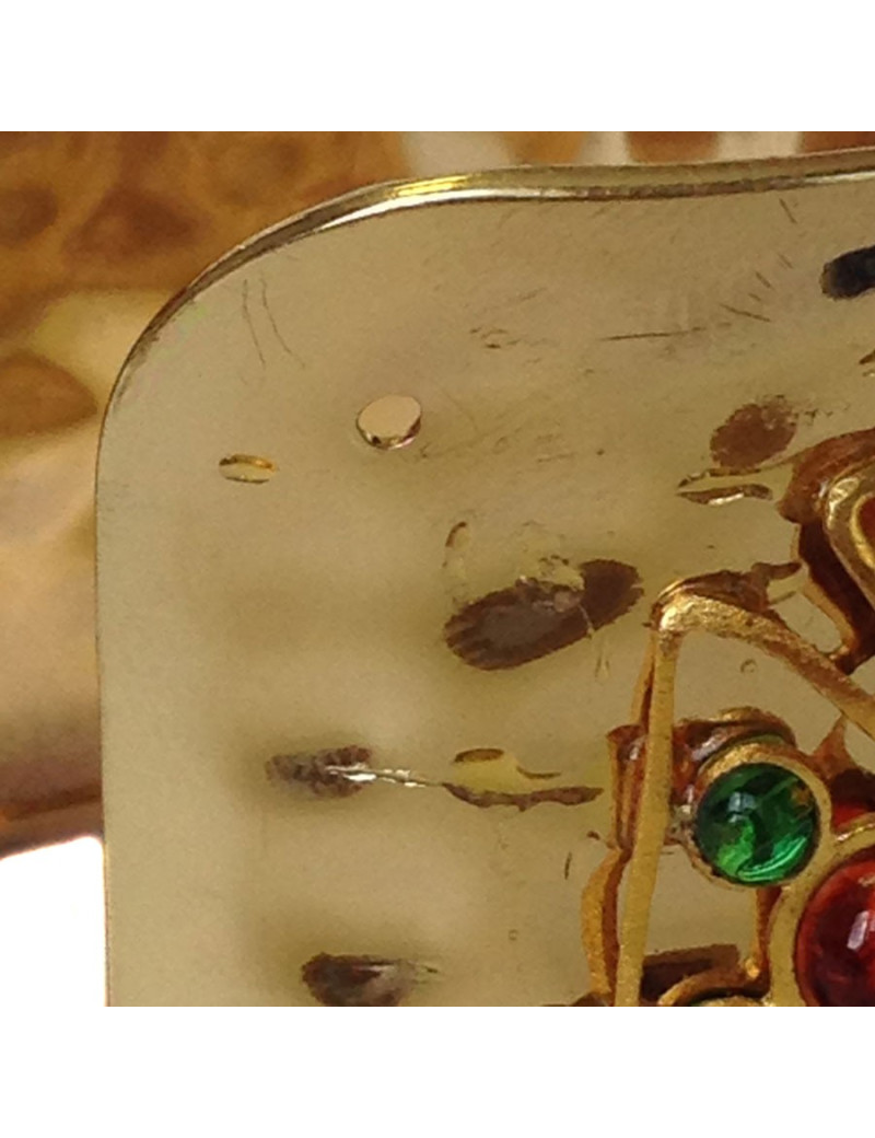 Cuff MARGUERITE of VALOIS in hammered gold metal, pulp of multicolored glass and Swarovski rhinestones