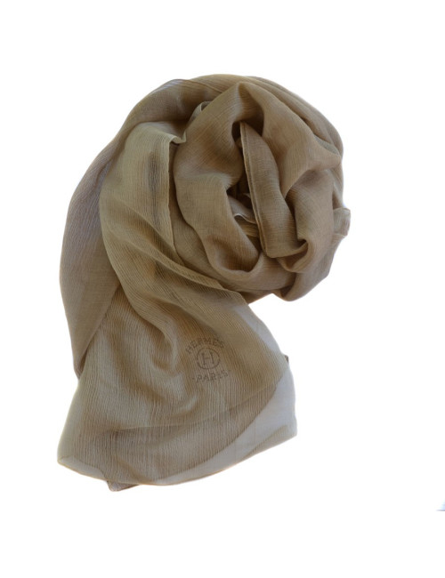 HERMES Plume shawl in a beige cashmere and silk 