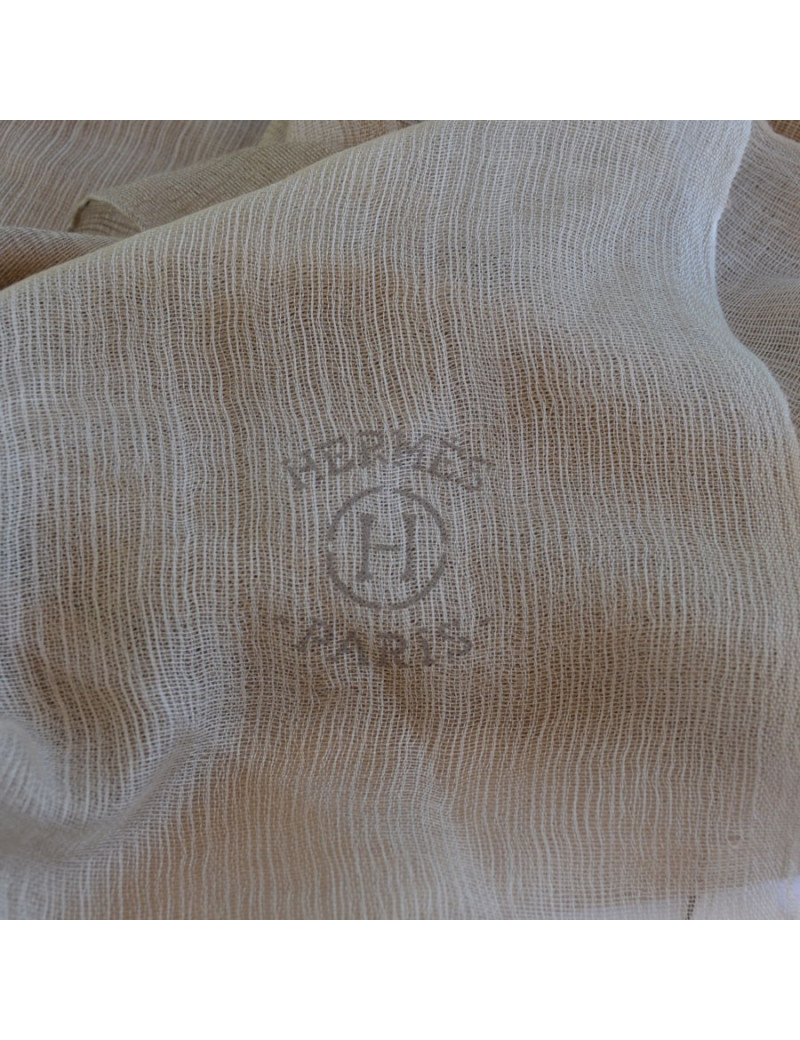 Etole HERMES Plume dans un dégradé de beige en cachemire et soie