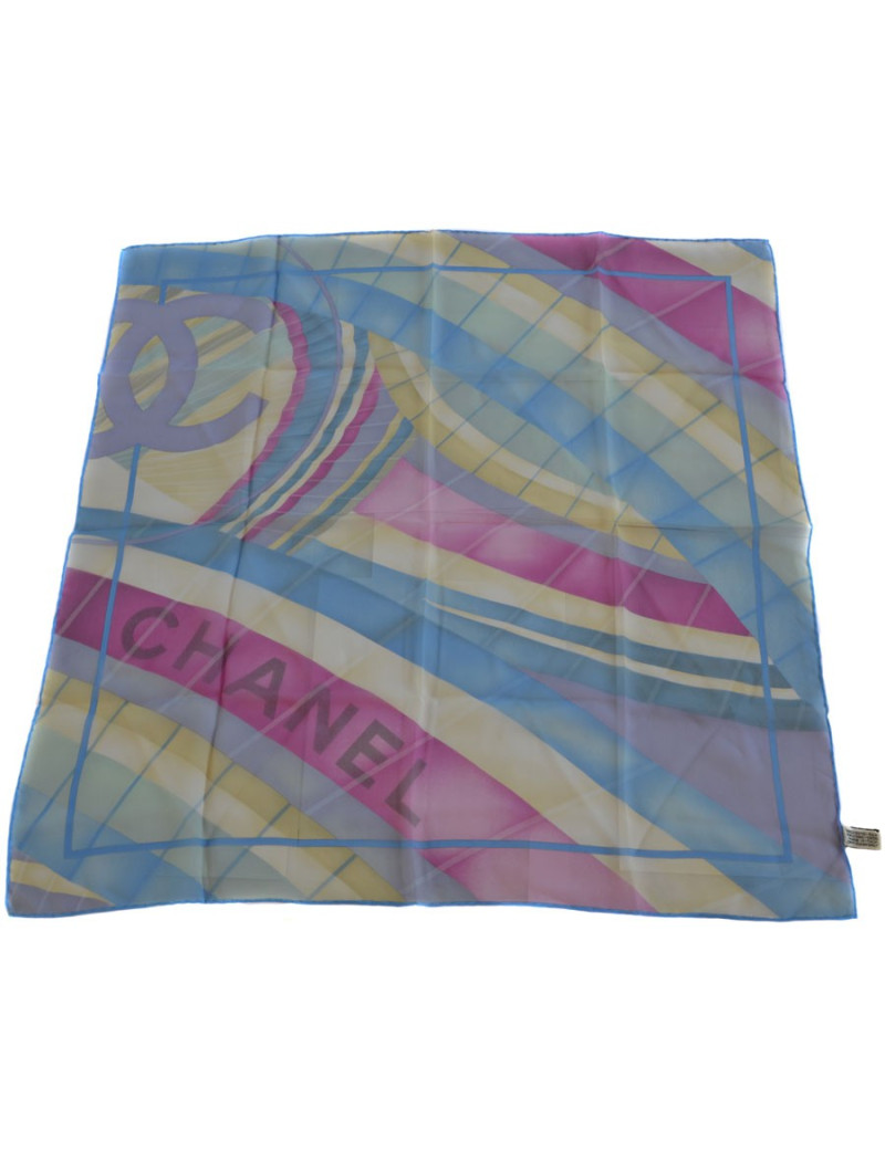 Foulard CHANEL en soie, tons pastels