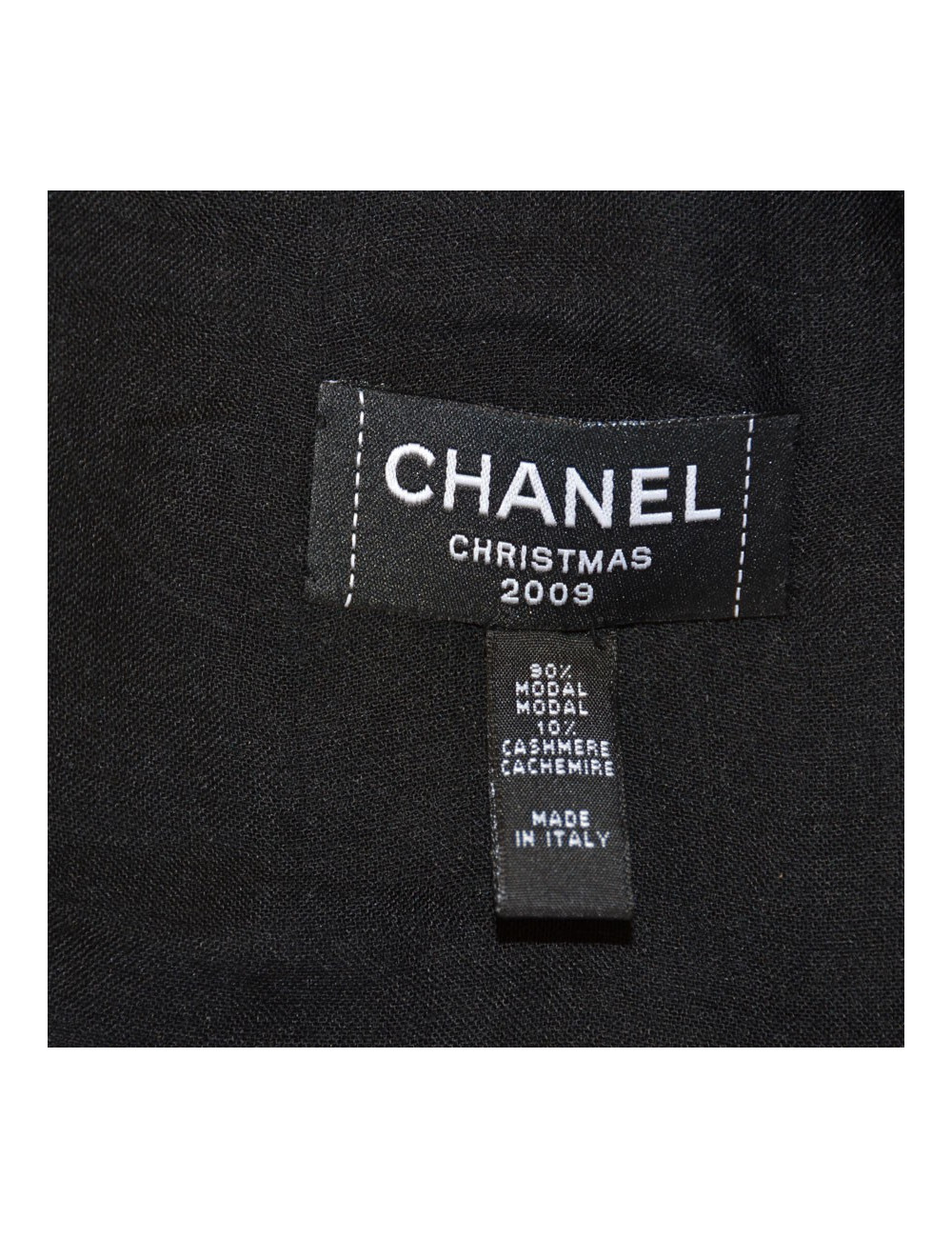 Black CHANEL stole to fringe modal and cashmere