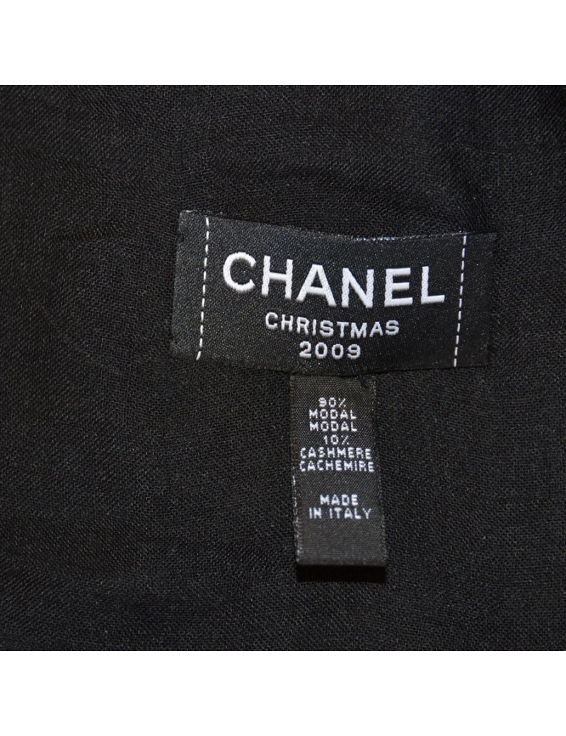 Black CHANEL stole to fringe modal and cashmere