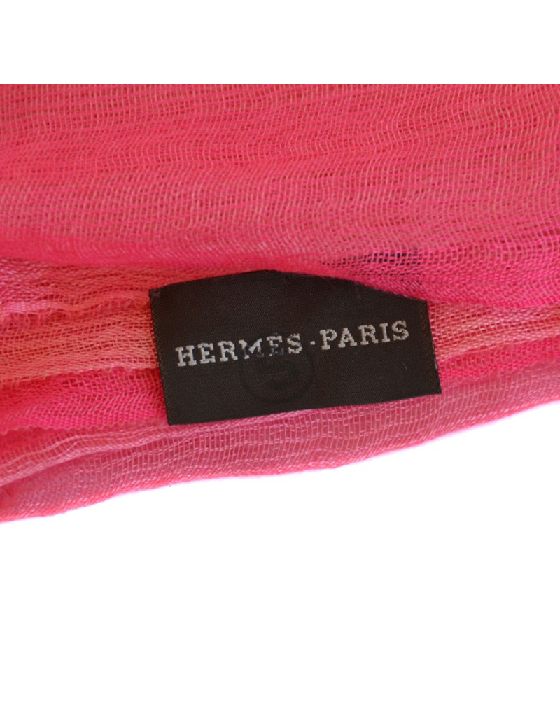 Scarf HERMES feather two-tone dark pink and light pink in cashmere and silk