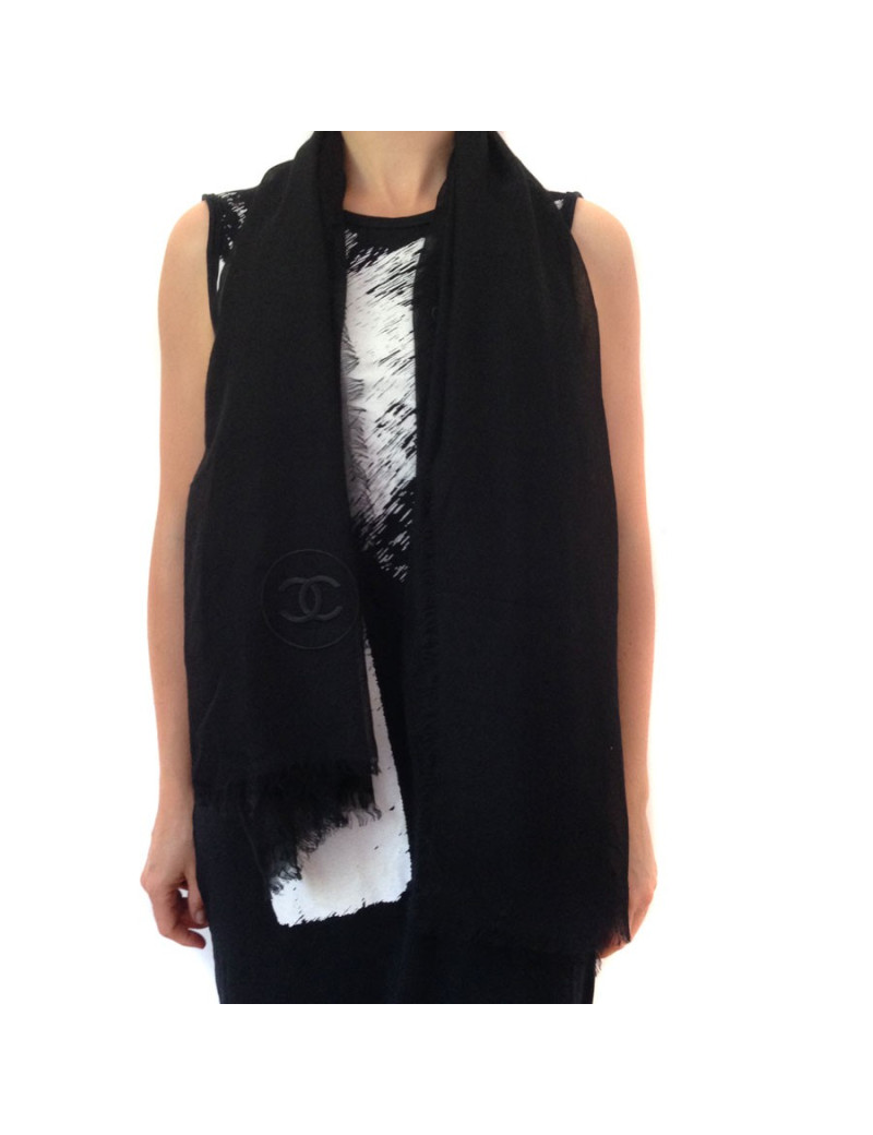 Etole CHANEL noire à frange en modal et cachemire