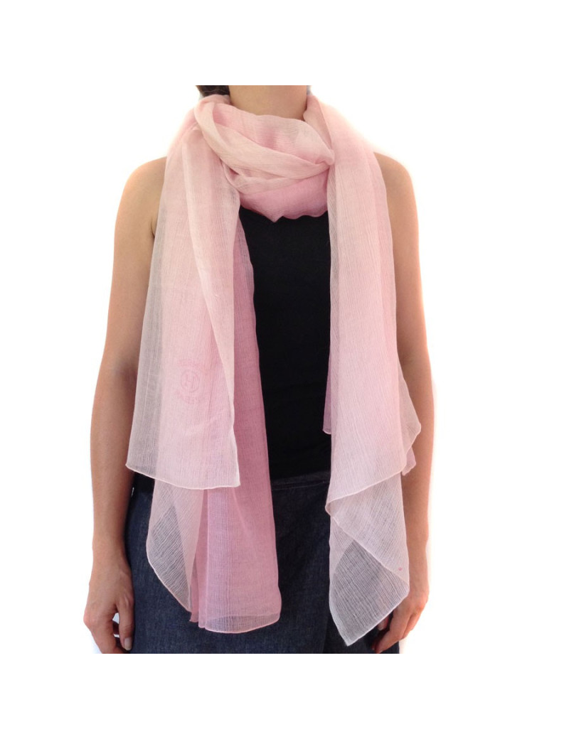Scarf HERMES pale pink cashmere and silk