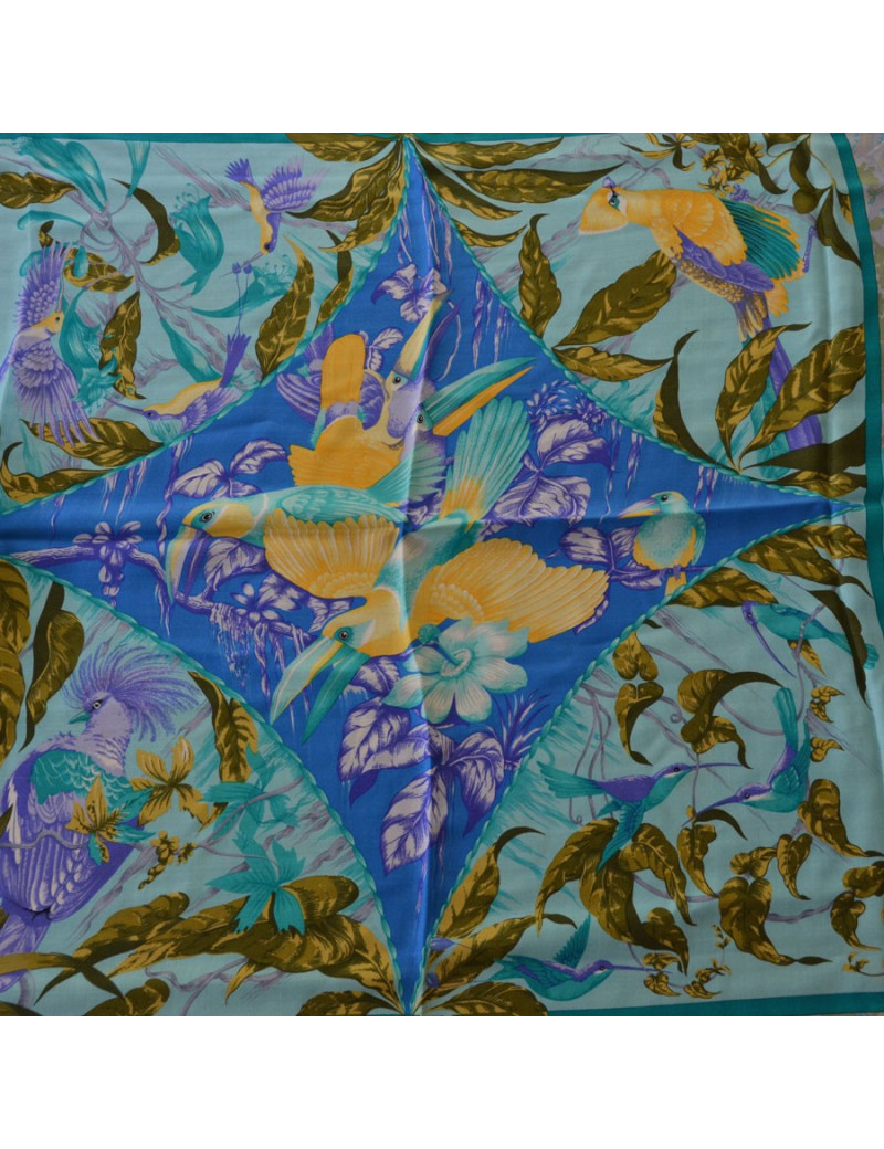 Shawl HERMES "Tropics" in Kashmir and yellow silk