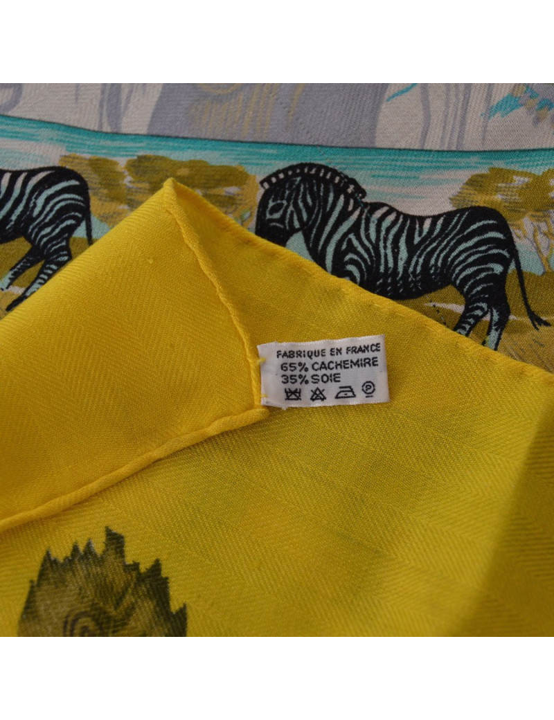 Shawl HERMES "Tropics" in Kashmir and yellow silk