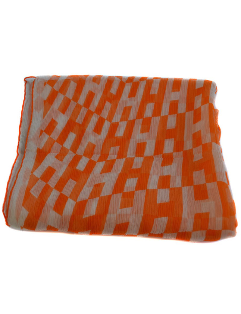 Foulard HERMES en soie froissée orange