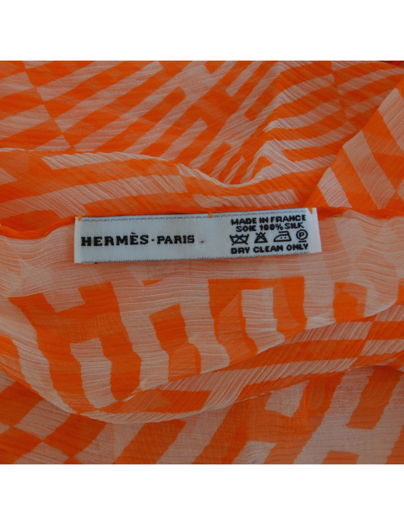 HERMES silk scarf orange