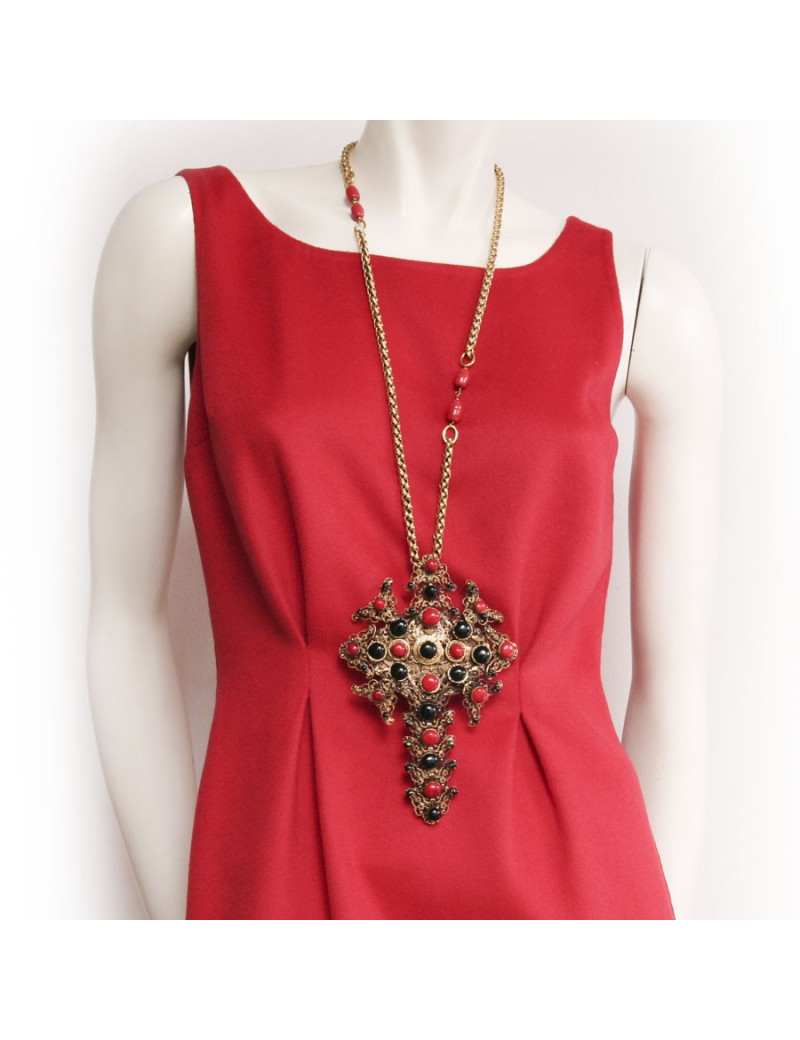 Sautoir croix MARGUERITE DE VALOIS  couture