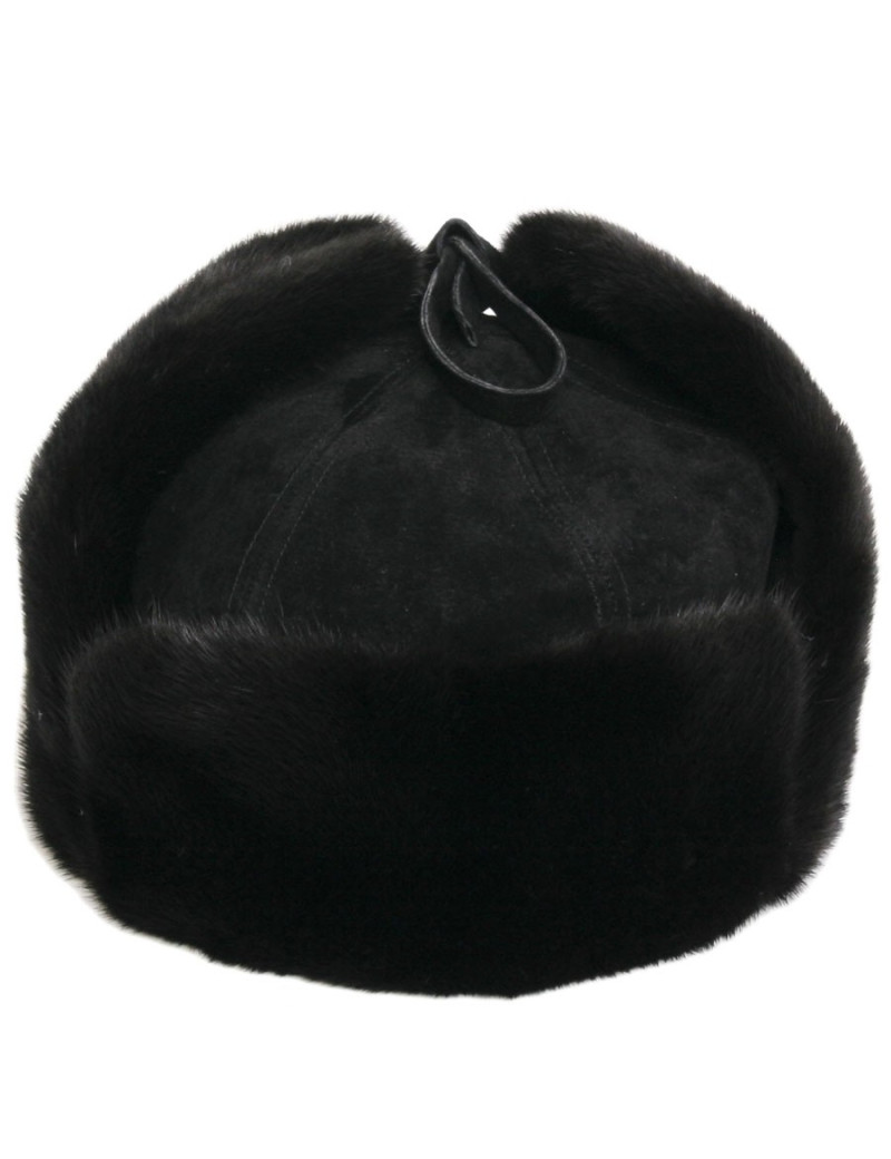 Chapka en daim et vison noir