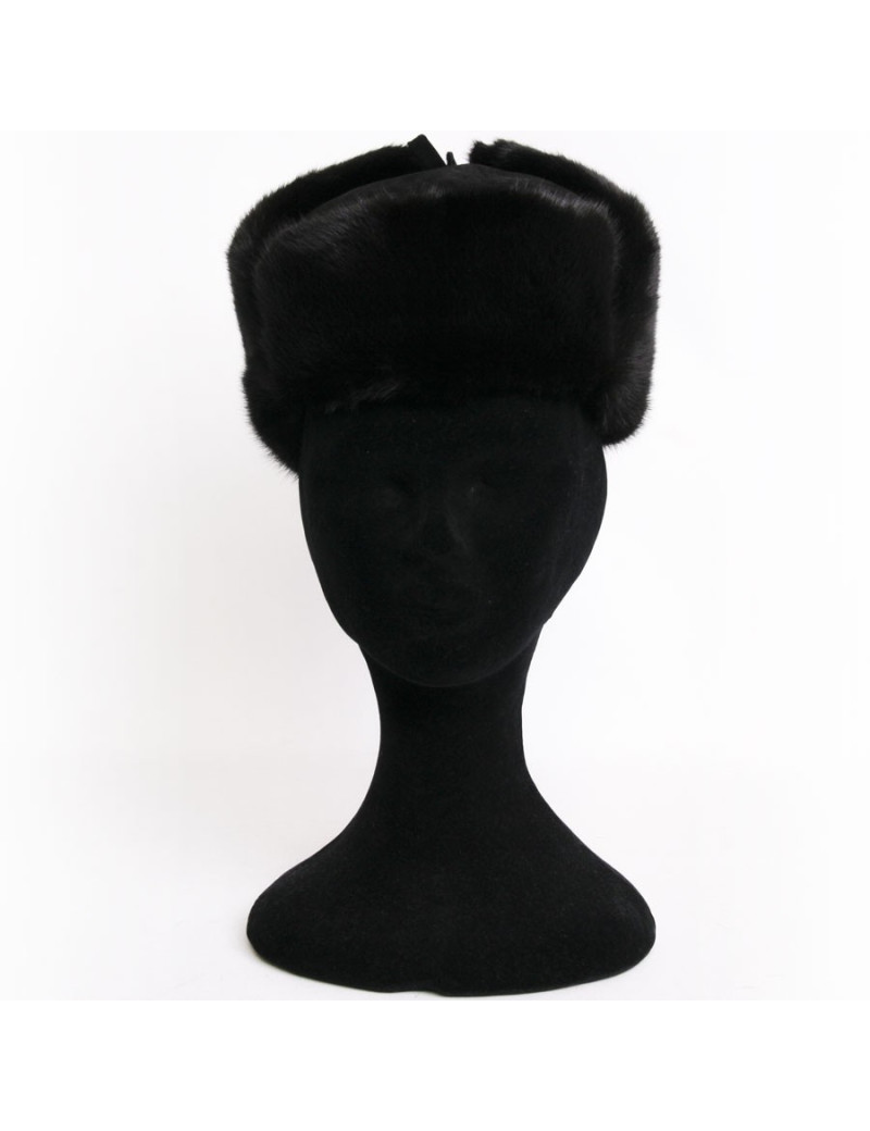 Chapka en daim et vison noir