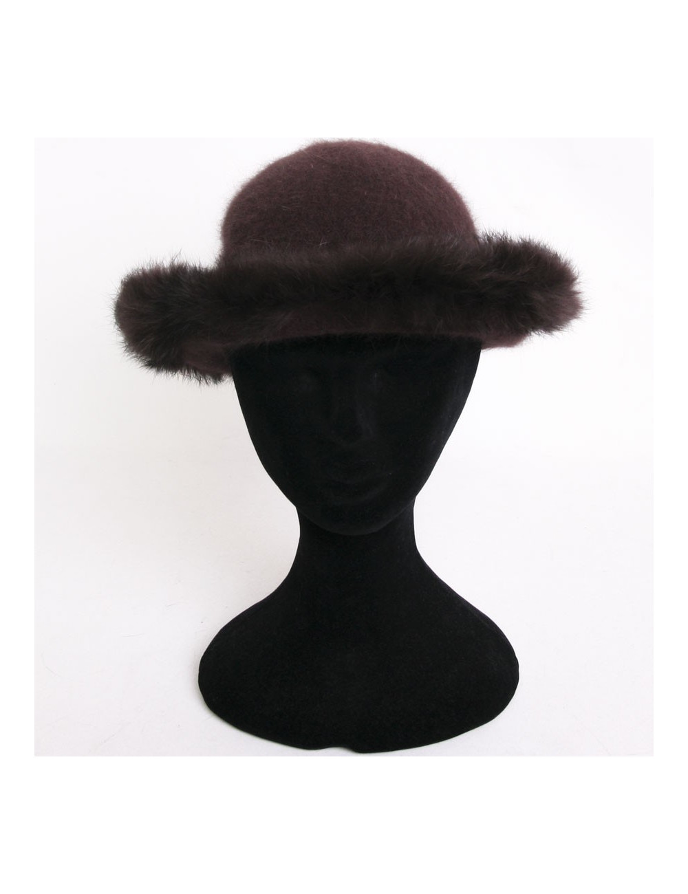 Bob in angora and fur brown hat