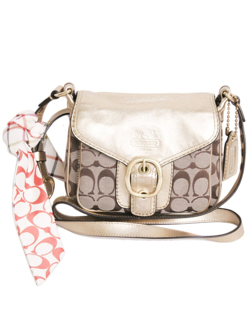 Sac COACH toile monogram et cuir doré