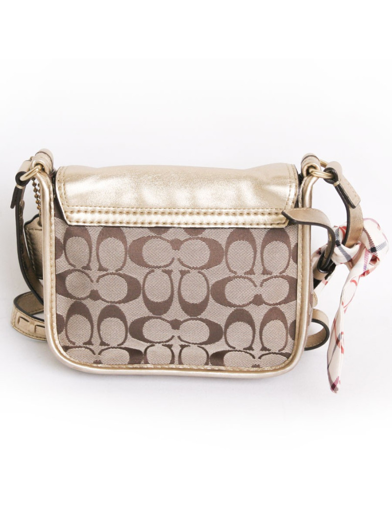 COACH gold leather and monogram canvas bag