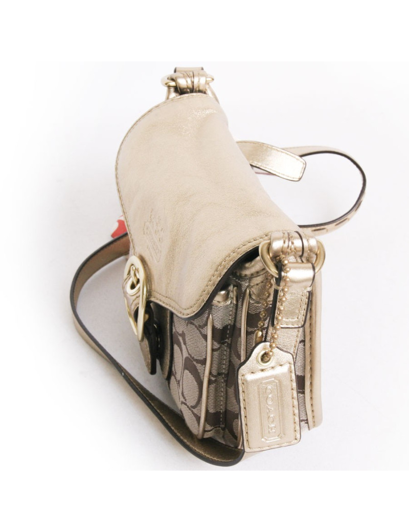 Sac COACH toile monogram et cuir doré