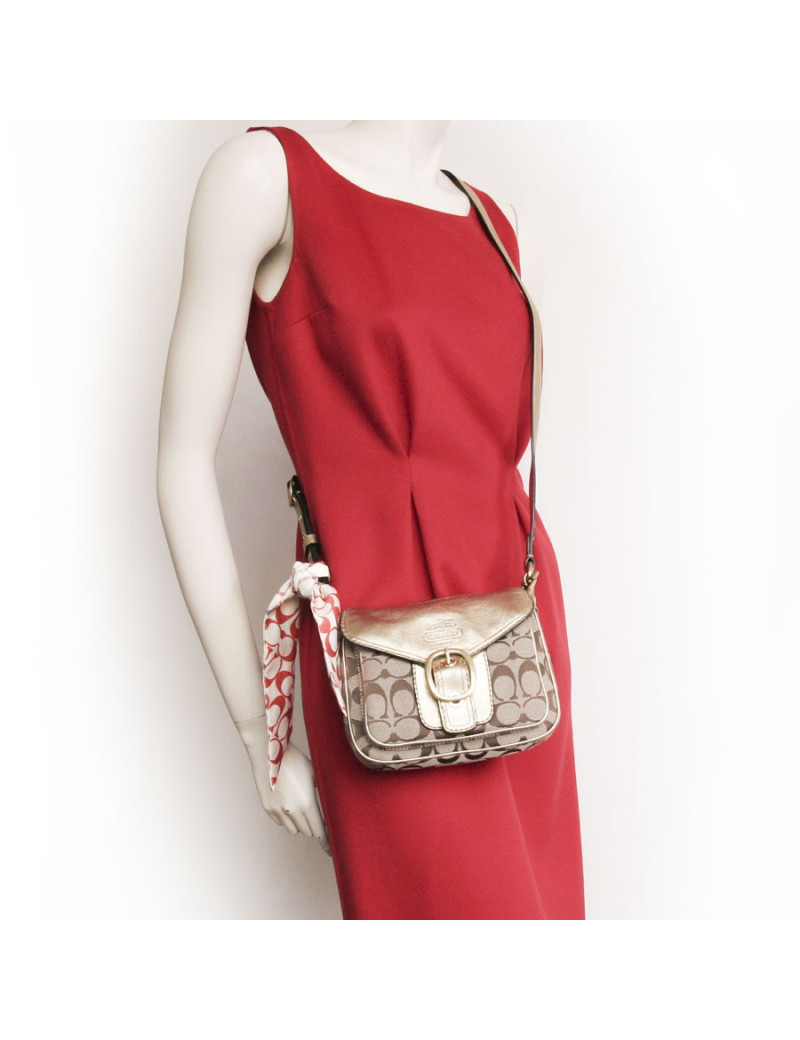 Sac COACH toile monogram et cuir doré