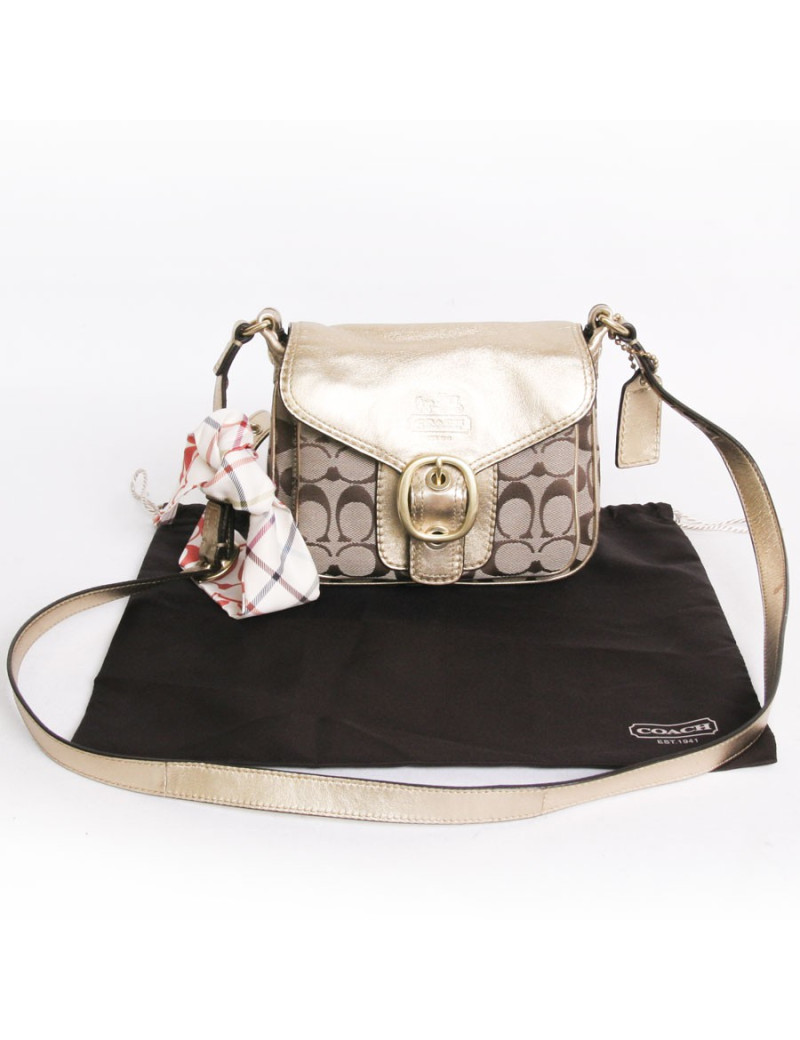 Sac COACH toile monogram et cuir doré