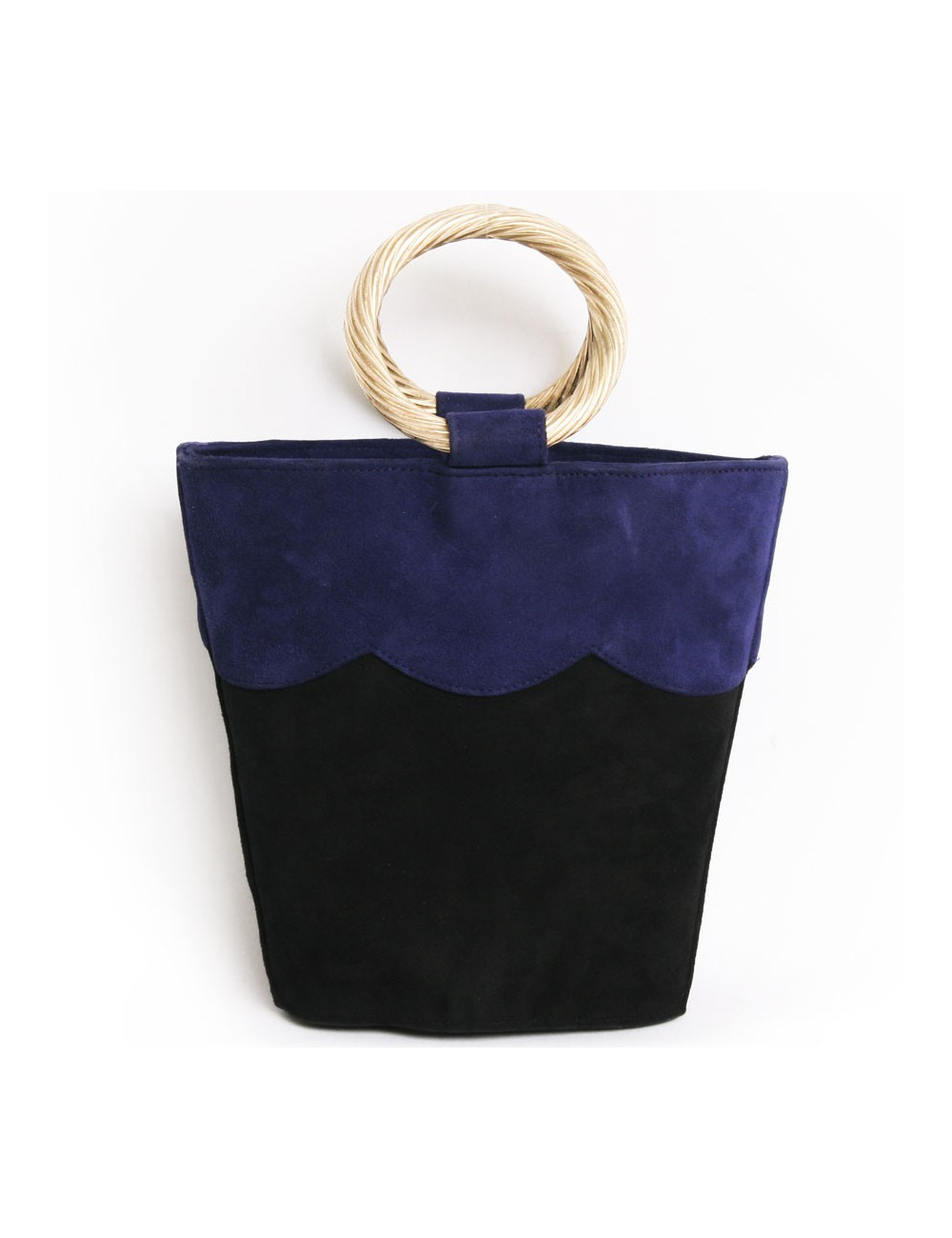 HERVÉ MASSON vintage black and Blue Suede bucket bag