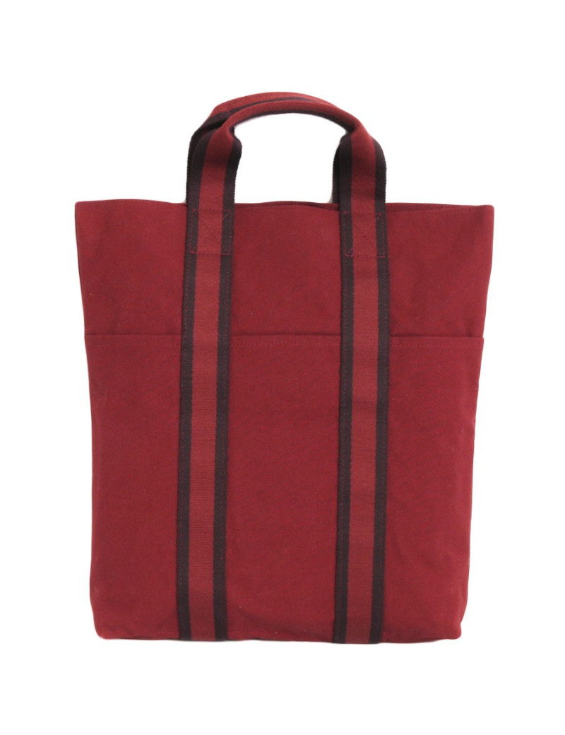 Sac cabas HERMES en toile rouge H