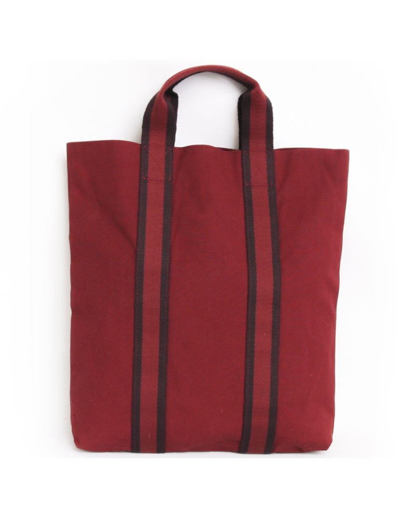 Sac cabas HERMES en toile rouge H