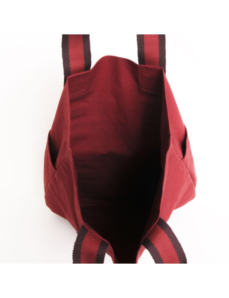 HERMES Bag Tote in red H canvas