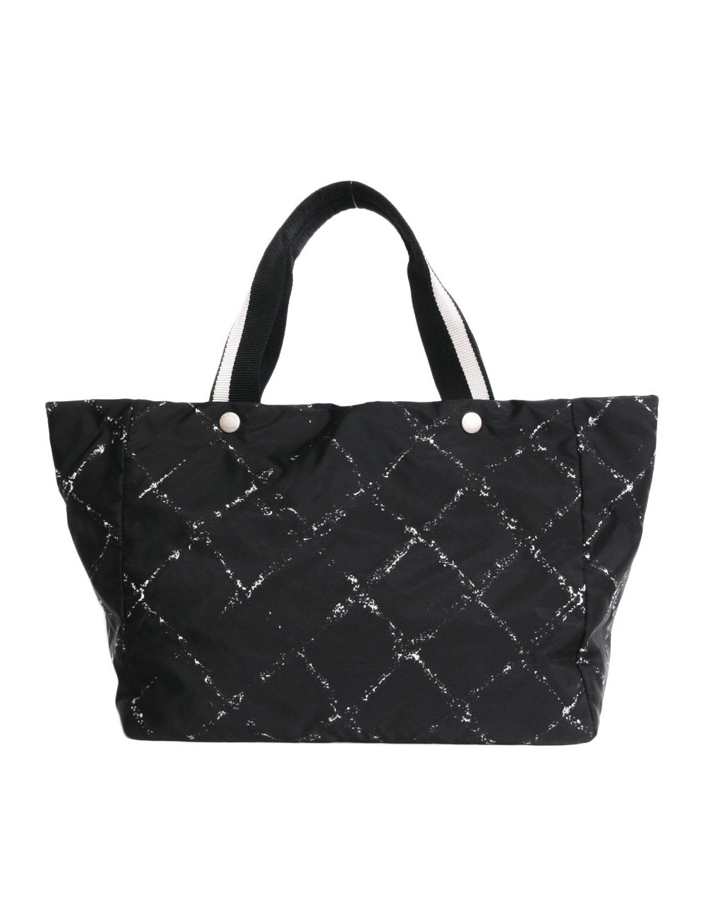 Sac cabas CHANEL noir et blanc "ligne voyage"