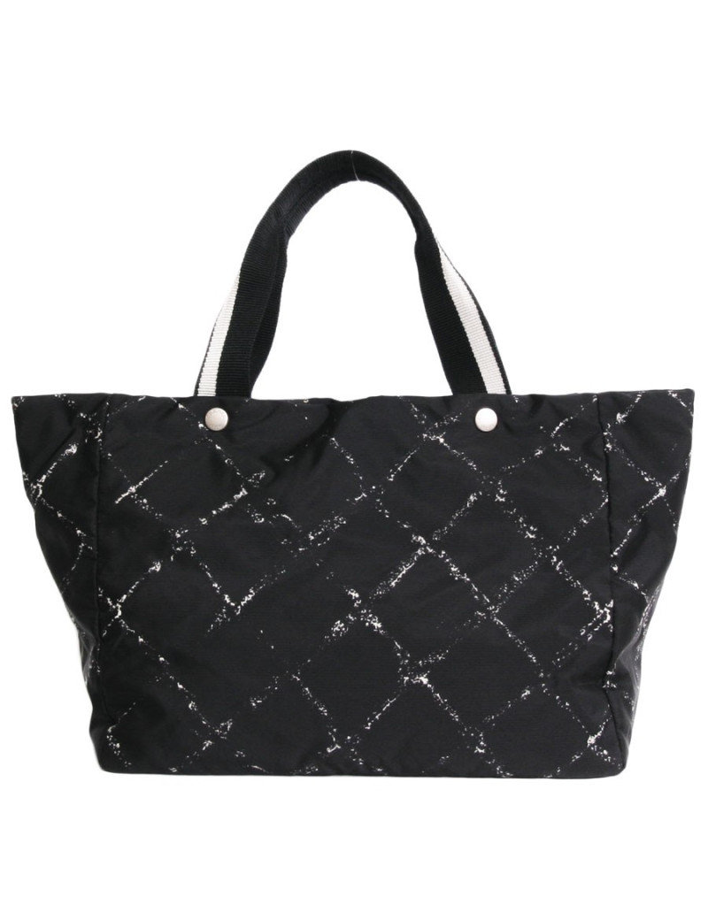 Sac cabas CHANEL noir et blanc "ligne voyage"