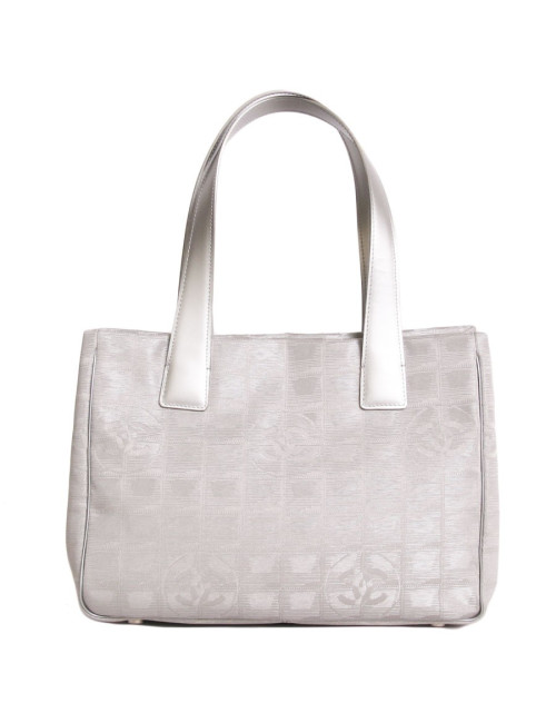 Sac CHANEL en toile argent "ligne voyage"