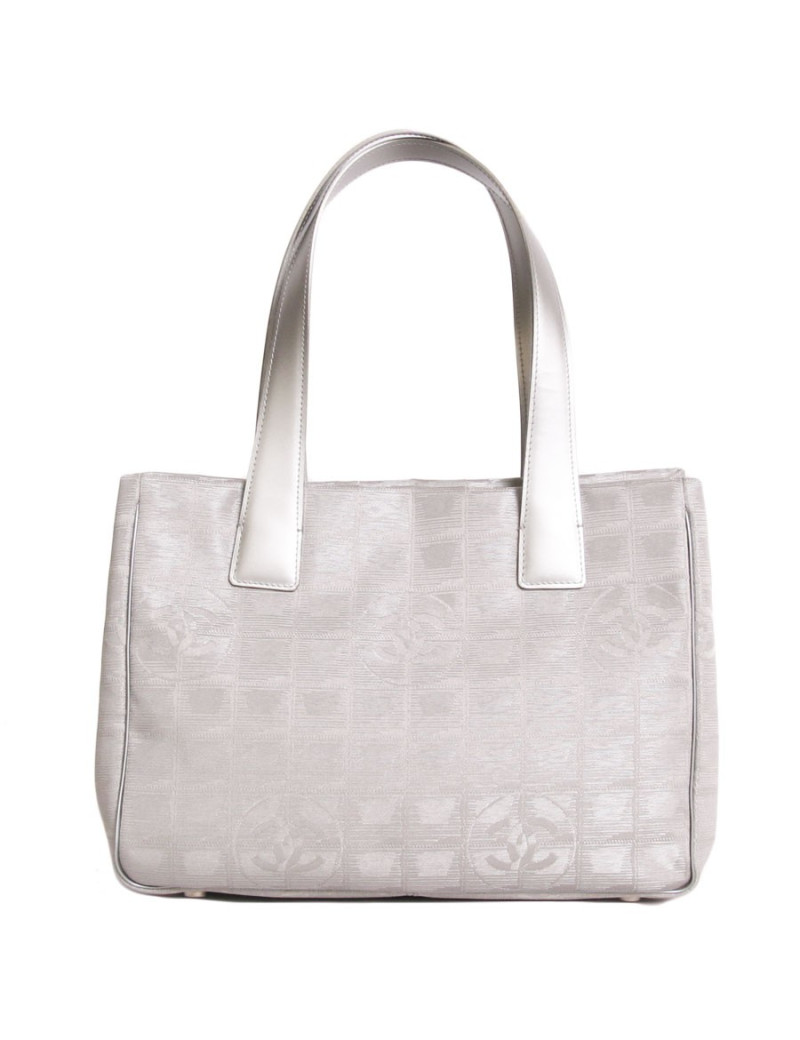 Sac CHANEL en toile argent "ligne voyage"