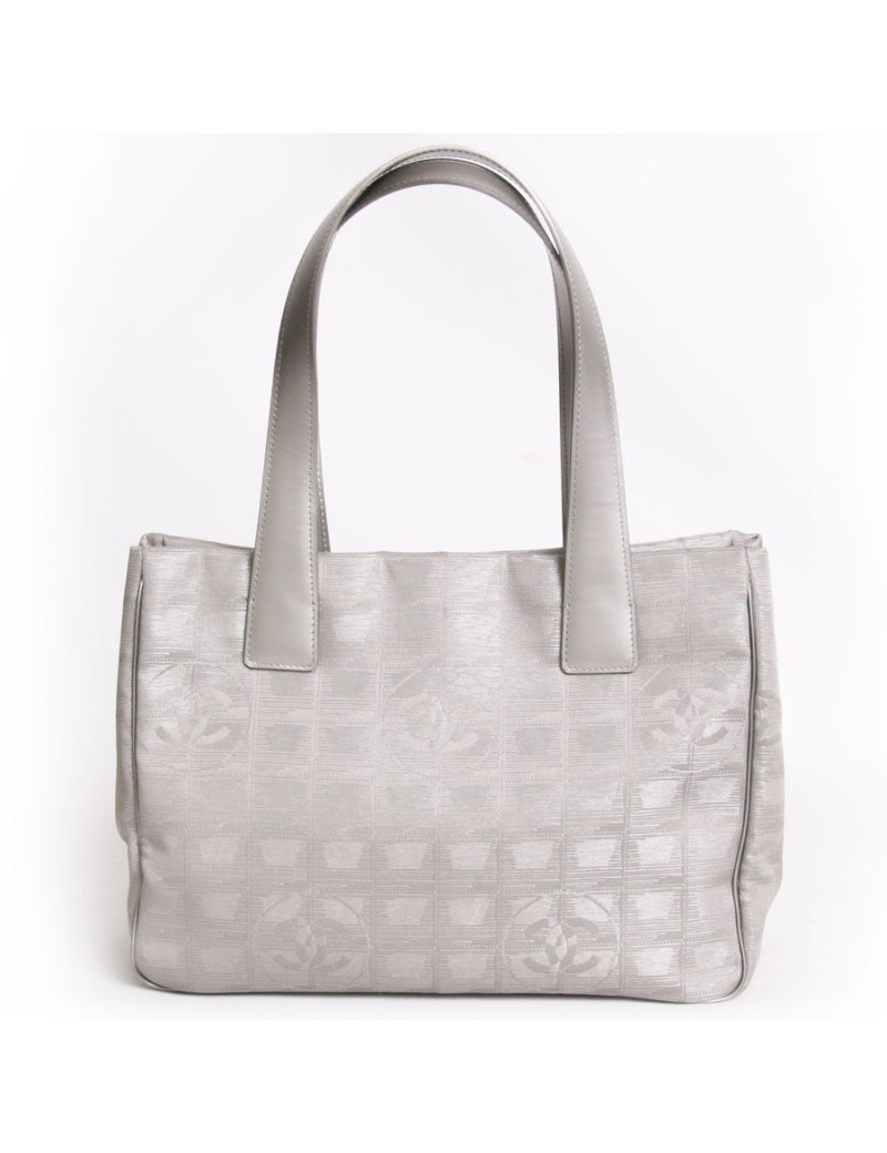 Sac CHANEL en toile argent "ligne voyage"