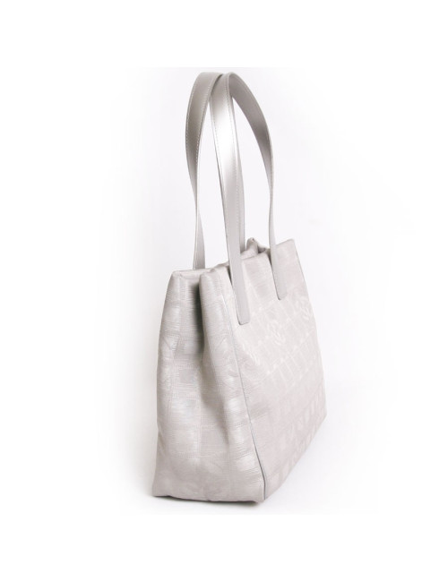 CHANEL bag in silver canvas "line travel"