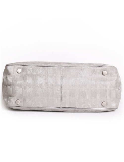 CHANEL bag in silver canvas "line travel"